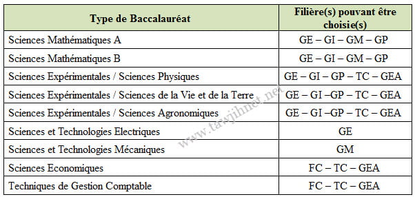 EST Casa filières et branches