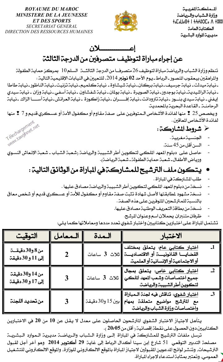 concours administrateur sport 2014