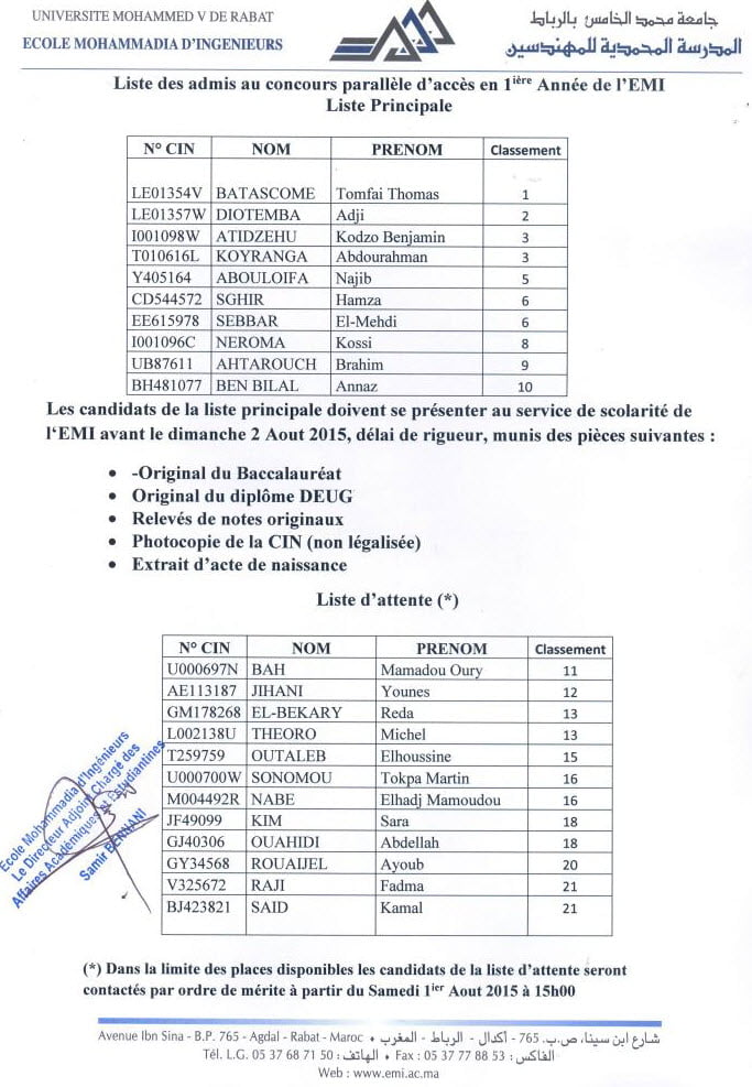 emi Mohammedia ingenieur