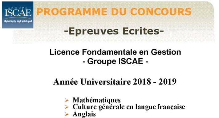 ISCAE Programme Concours Epreuves Ecrites LFG