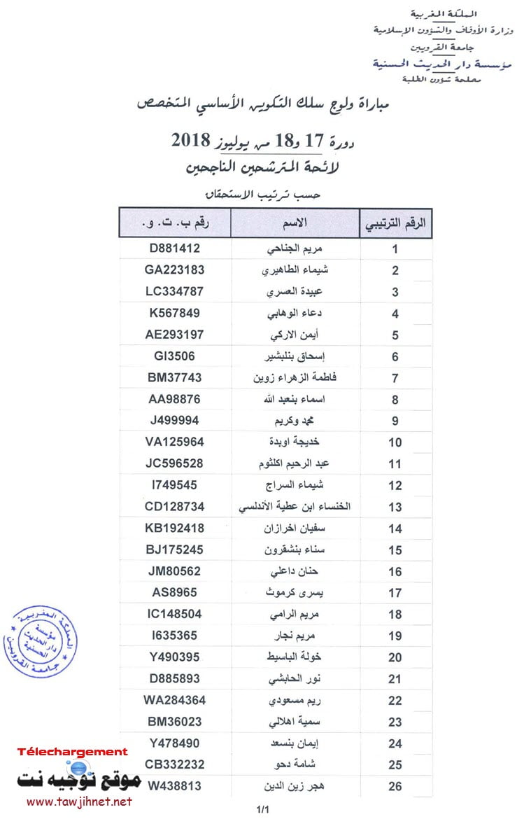 resultats assassi motakhassisse