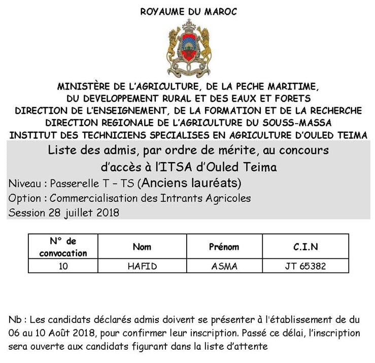 Admis TS ITSA OULED TEIMA 2018 2019 Page 4
