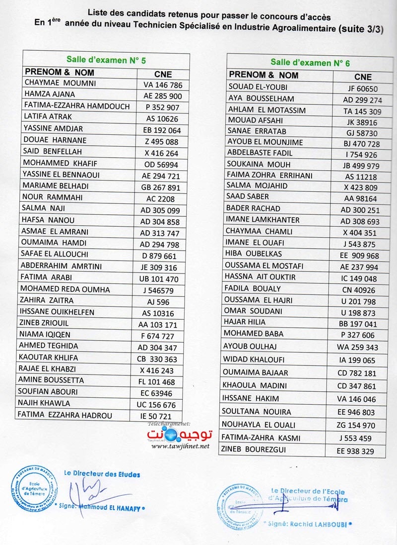 Préselection concours TS Institut Techniciens spécialisés en Agriculture Témara 2019