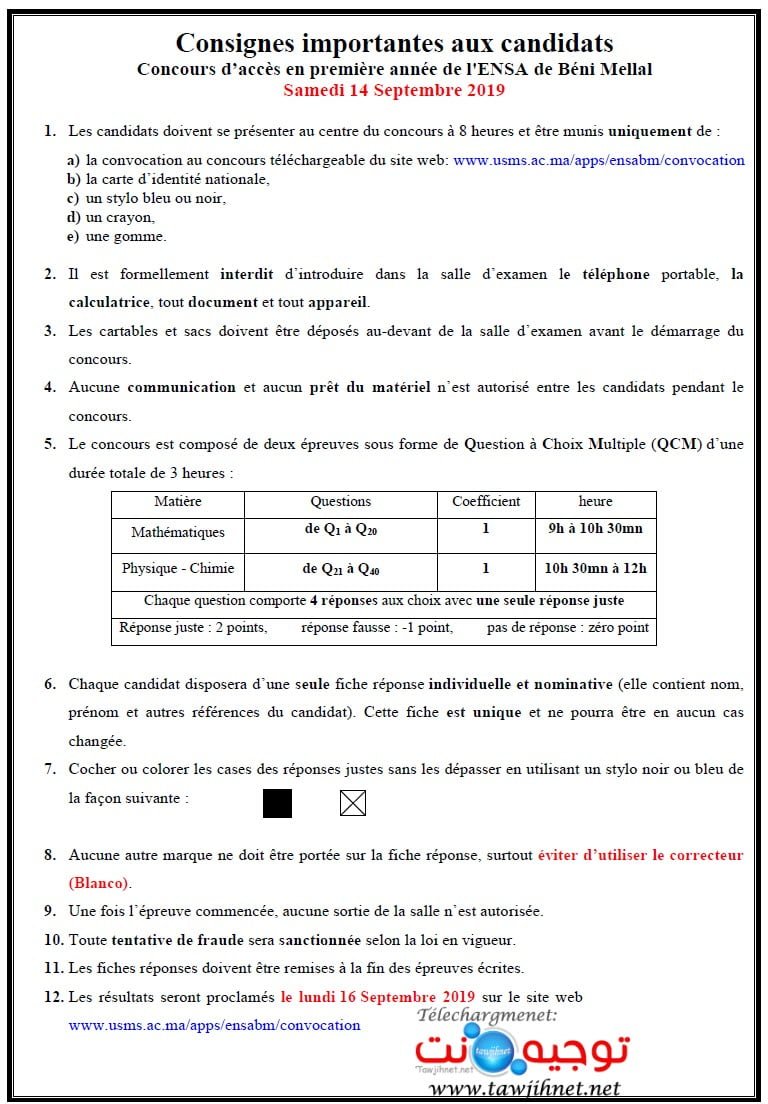consignes ansa benimellal