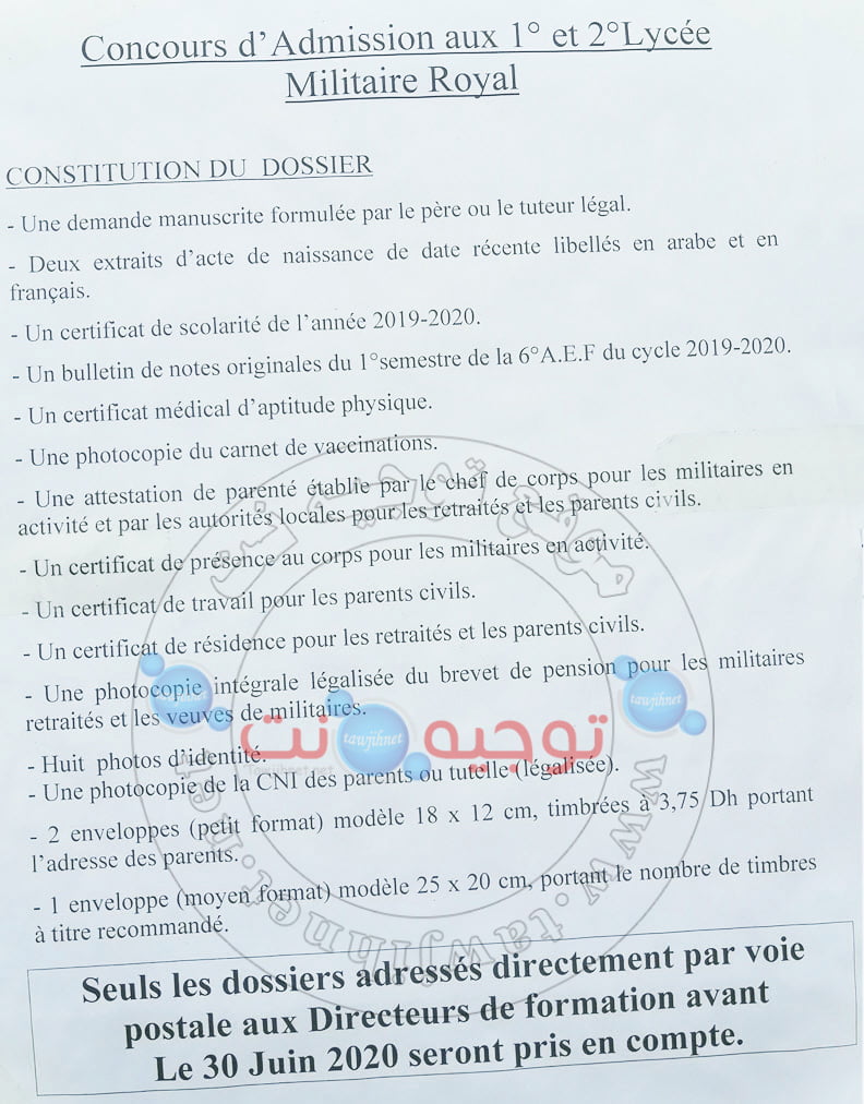 lycee militaire kenitra ifrane 2020
