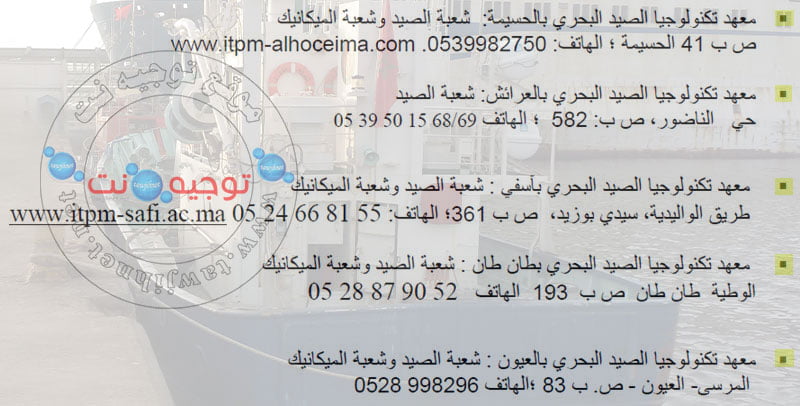 Concours Techniciens ITPM Instituts  Pêches Maritimes 2020 معاهد الصيد البحري تقني اسفي الحسيمة طانطان العيون العرائش