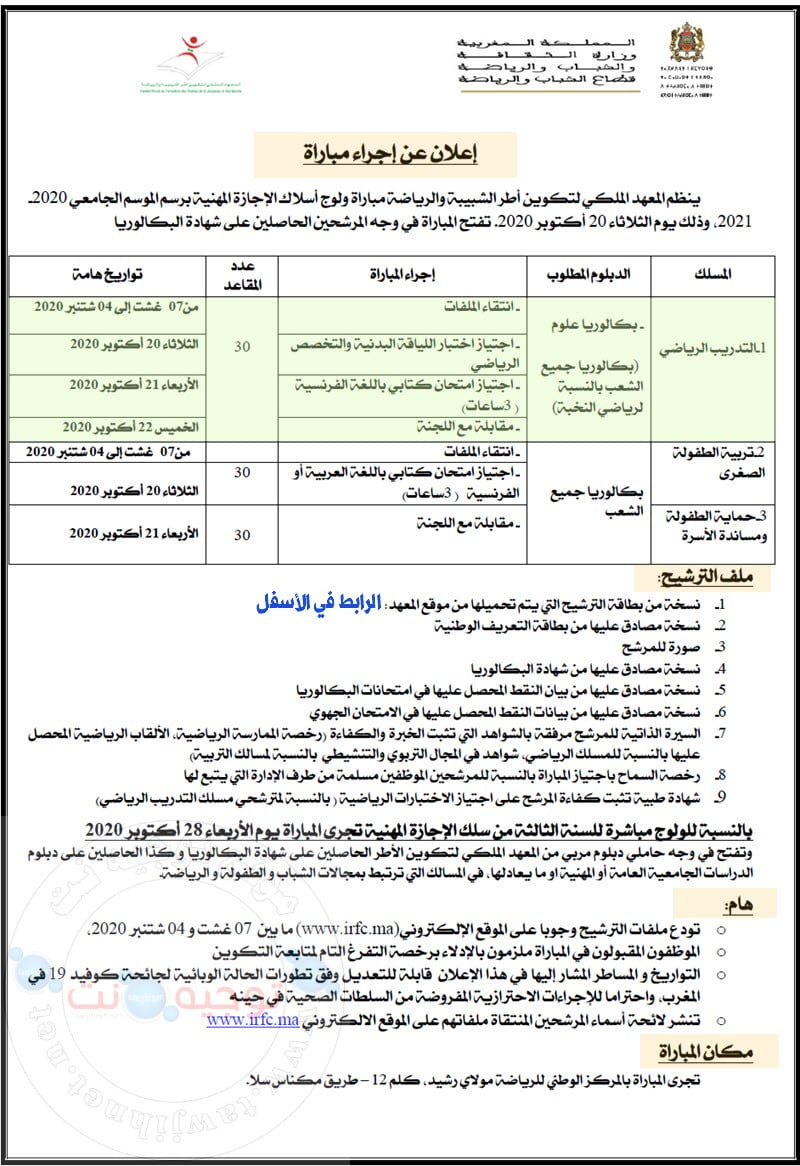 concours irfc 2020