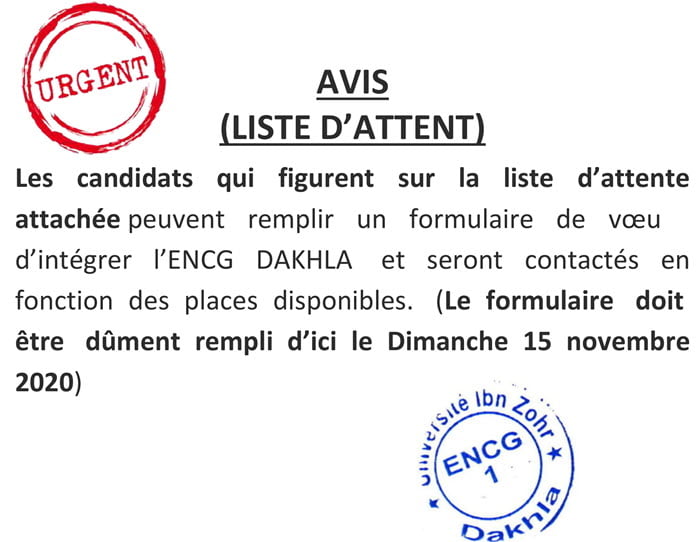 urgent encg dakhla