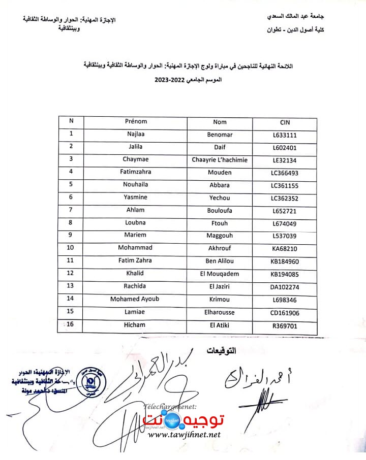 Faculté Ossoul Eddine de Tétouan
الحوار والوساطة الثقافية وبينثقافية