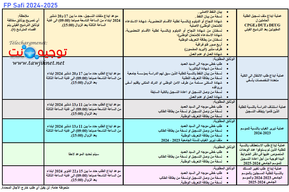 FP Safi Calendrier 2 2024 2025