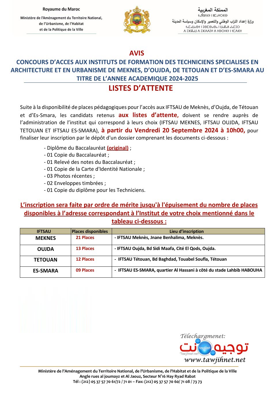 liste attente IIFTSAU 2024