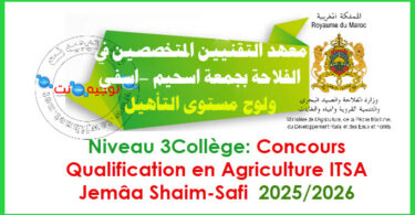 qualification ITSA Jemaa Shaim Safi Agricole Institut des techniciens specialises en agriculture 2025