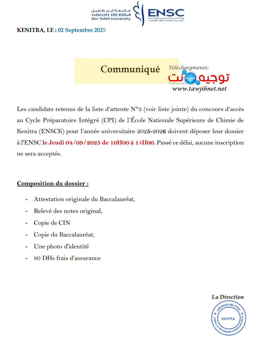 ENSCK LA3 2025