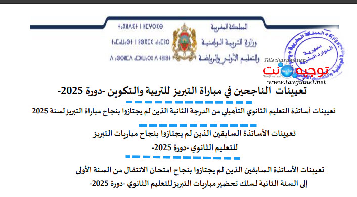 Affectation — Résultats définitifs Agrégation 2025 | MEN Maroc