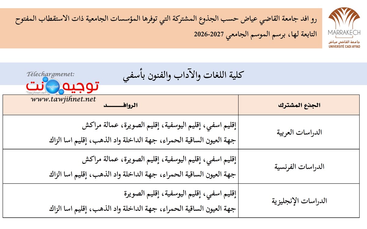 FLLAS Safi universite cadi yyad UCA 2026 2027 8