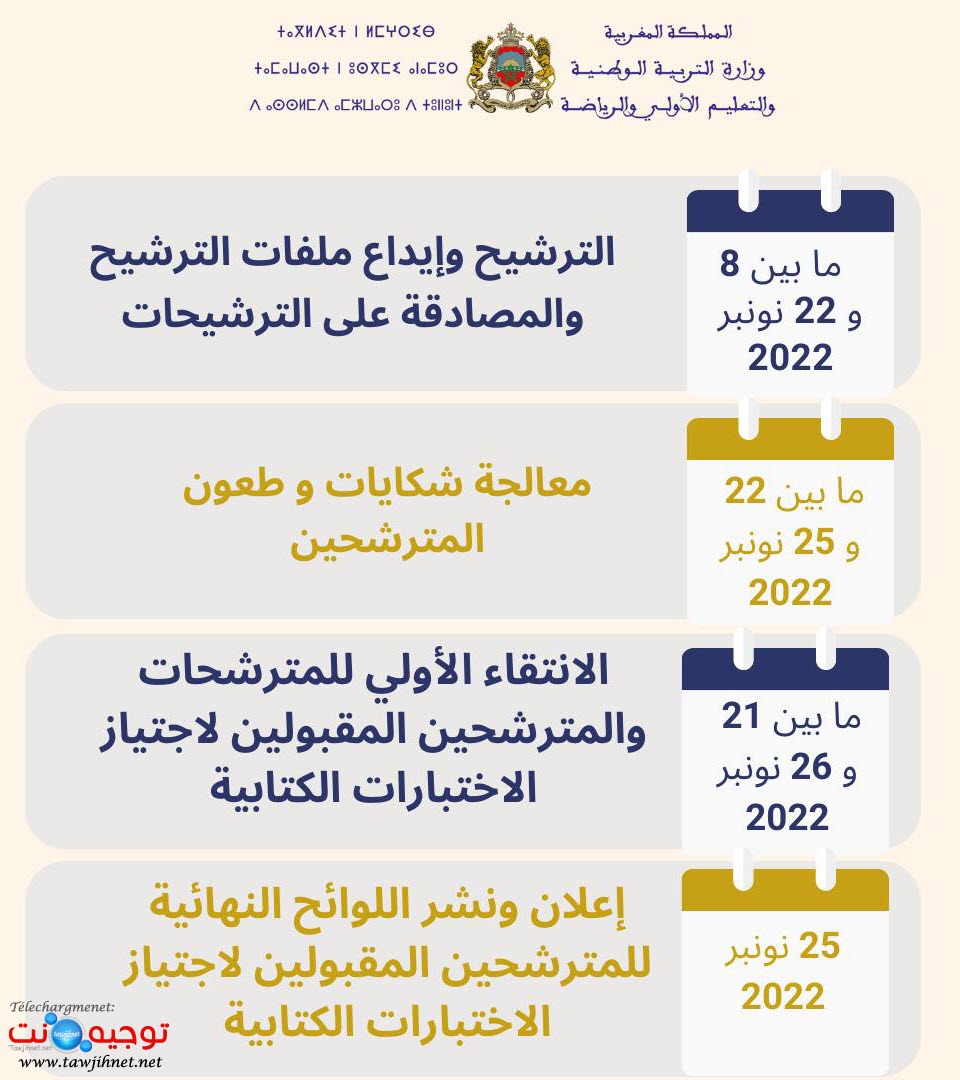 جدولة محطات مبارات توظيف الاساتذو واطر الدعم 2022 مباريات التعاقد.jpg