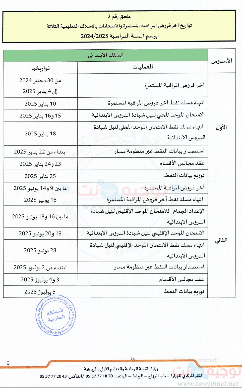 التعليم المدرسي مقرر تنظيم السنة الدراسية 2024 - 2025 -1.jpg